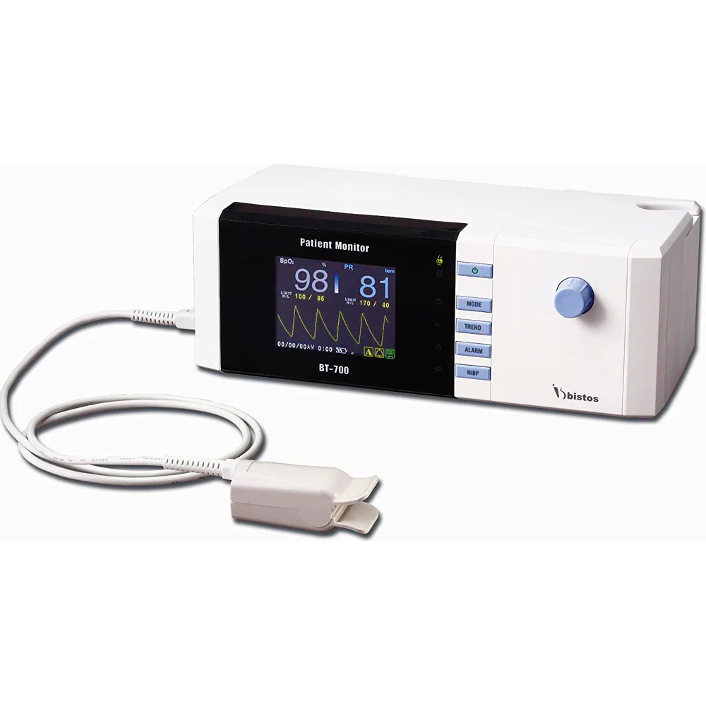 Bistos LCD veterinary pulse oximeter displaying digital readings