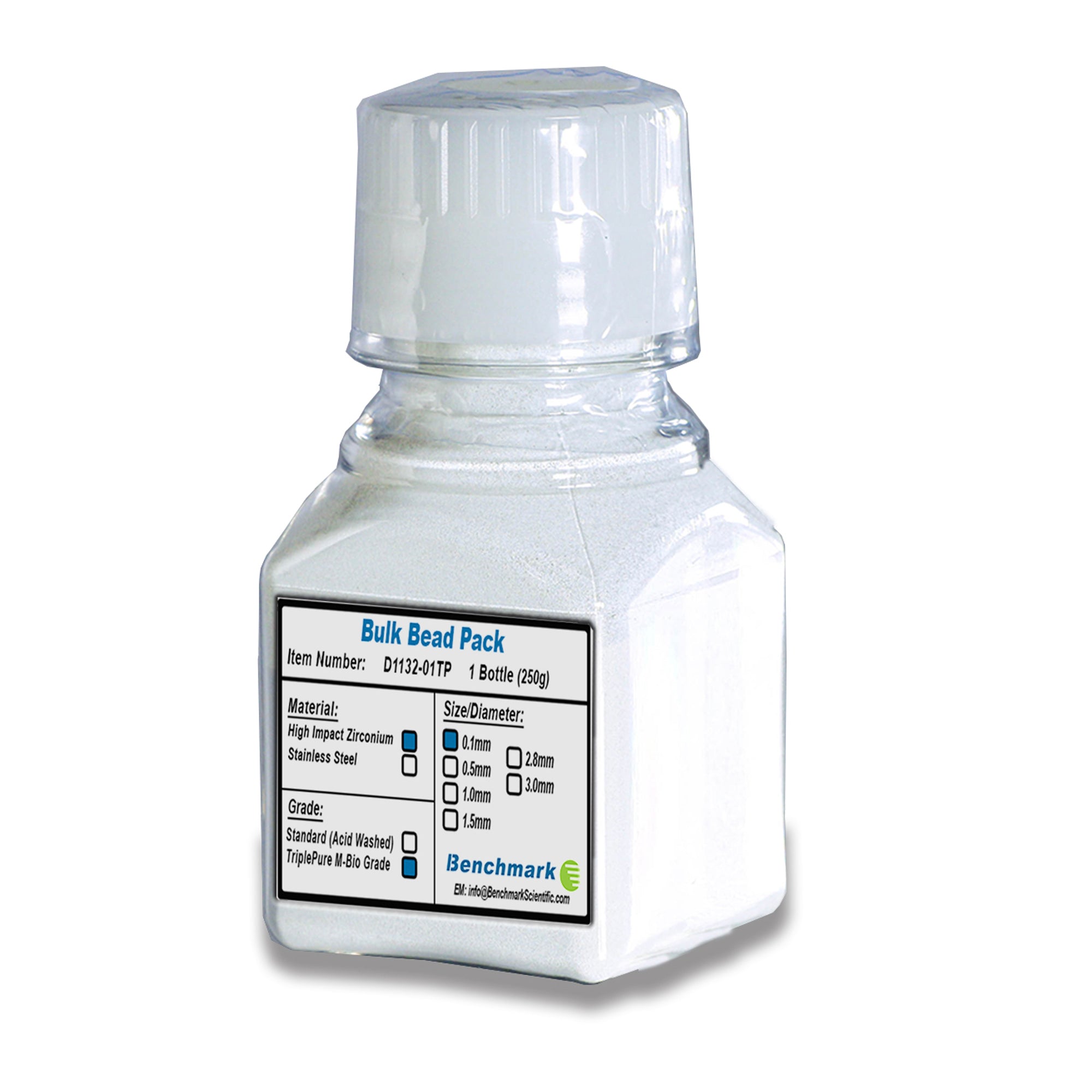 Benchmark Scientific D1132-01TP Triple Pure Zirconium Beads 0.1mm