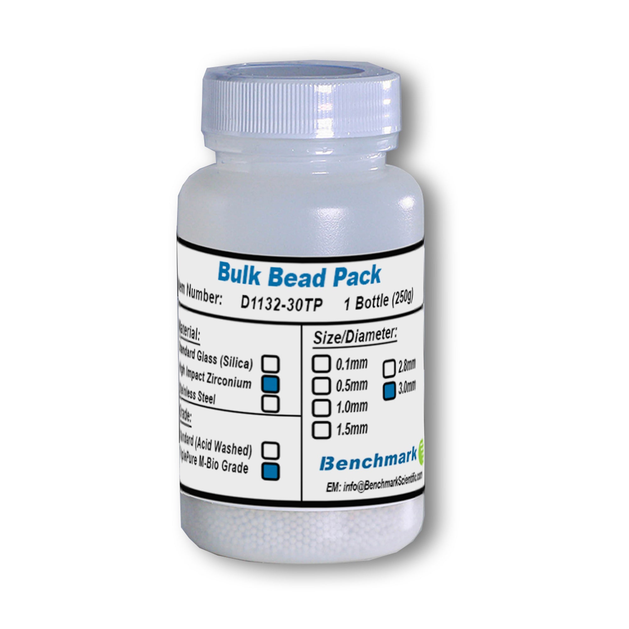 Benchmark Scientific D1132-30TP 3mm Zirconium Beads