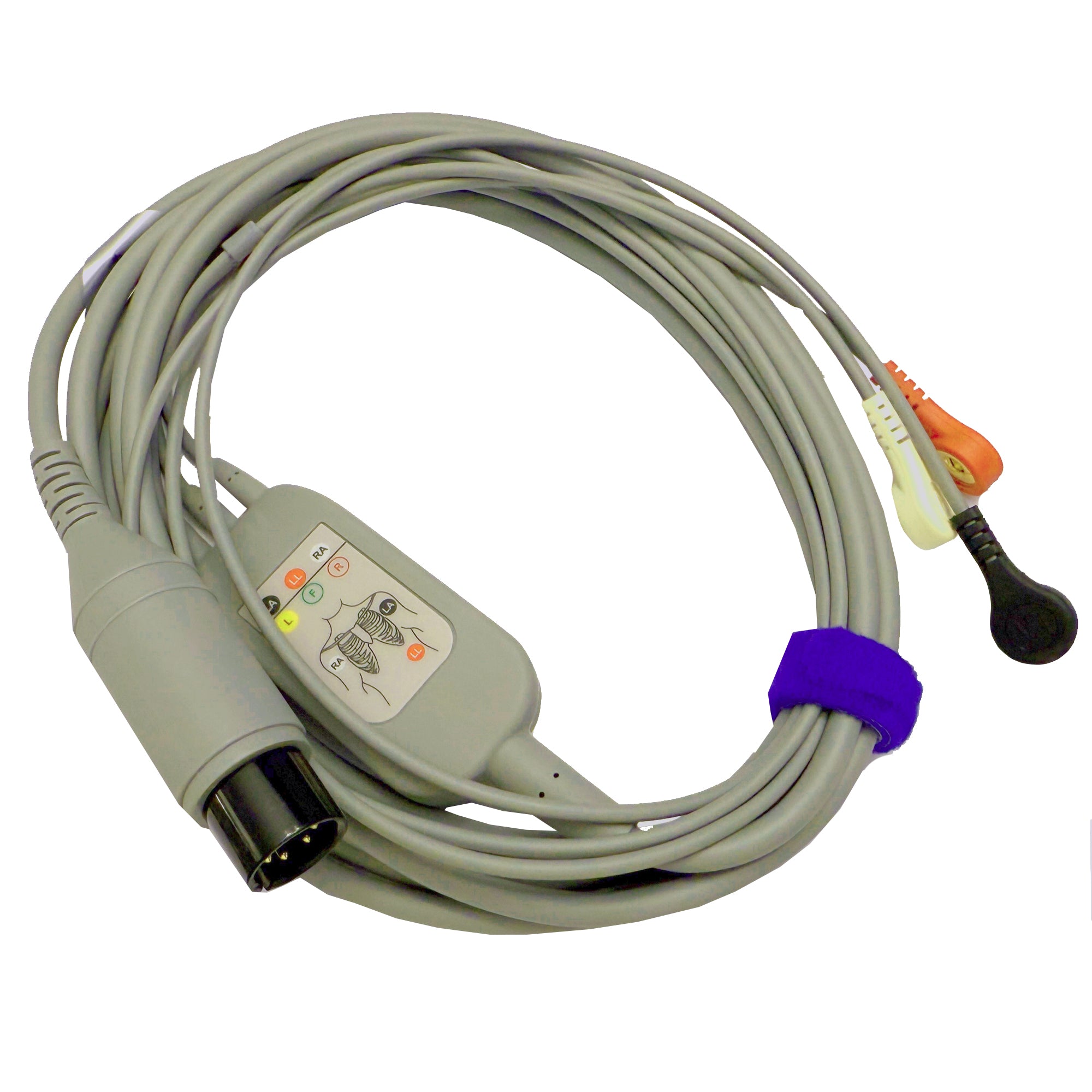 EDAN 3 Lead Reusable ECG Cable, Snap Type, ESU, AHA, 3.4m, 01.57.471384
