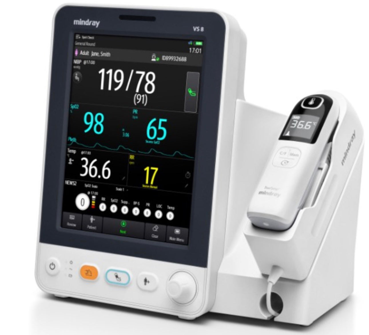 Mindray VS8® Vital Signs Monitor, NIBP, PR, Nellcor Oximax® SpO2, Exergen® Temporal Temperature, 121-002165-00 - MedLabAmerica.com