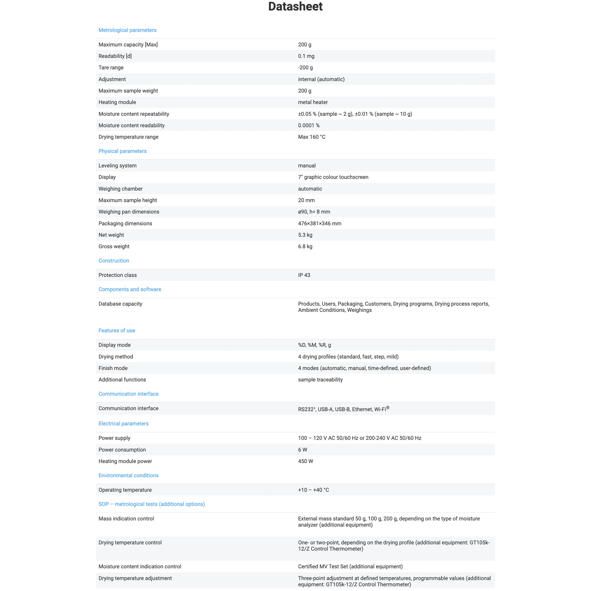 Radwag® MA 200/1.X7.IC.A.NS Moisture Balance WL-308-0036