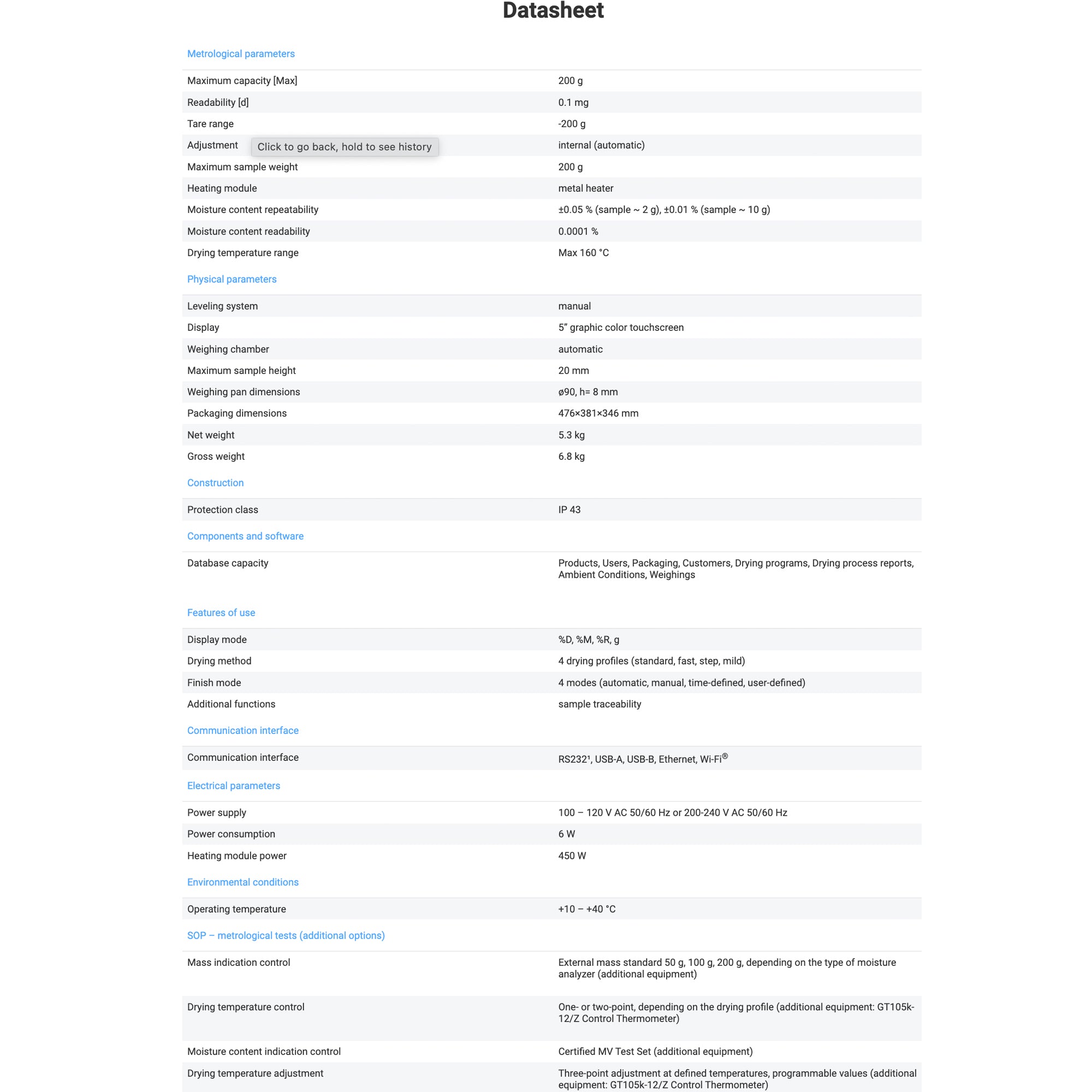 Radwag MA 200/1.X2.IC.A.NS Moisture Analyzer WL-306-0079