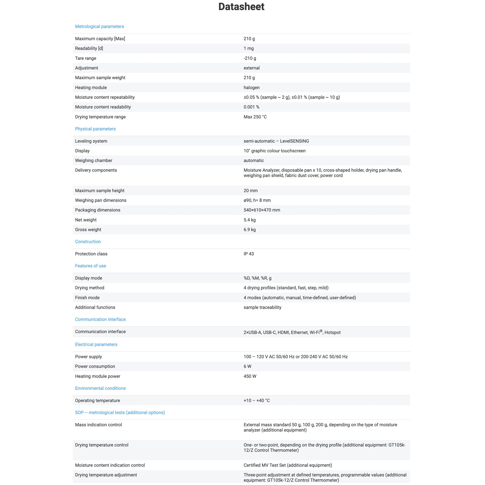 Radwag MA 210.5Y.WH Moisture Balance, WL-304-0042