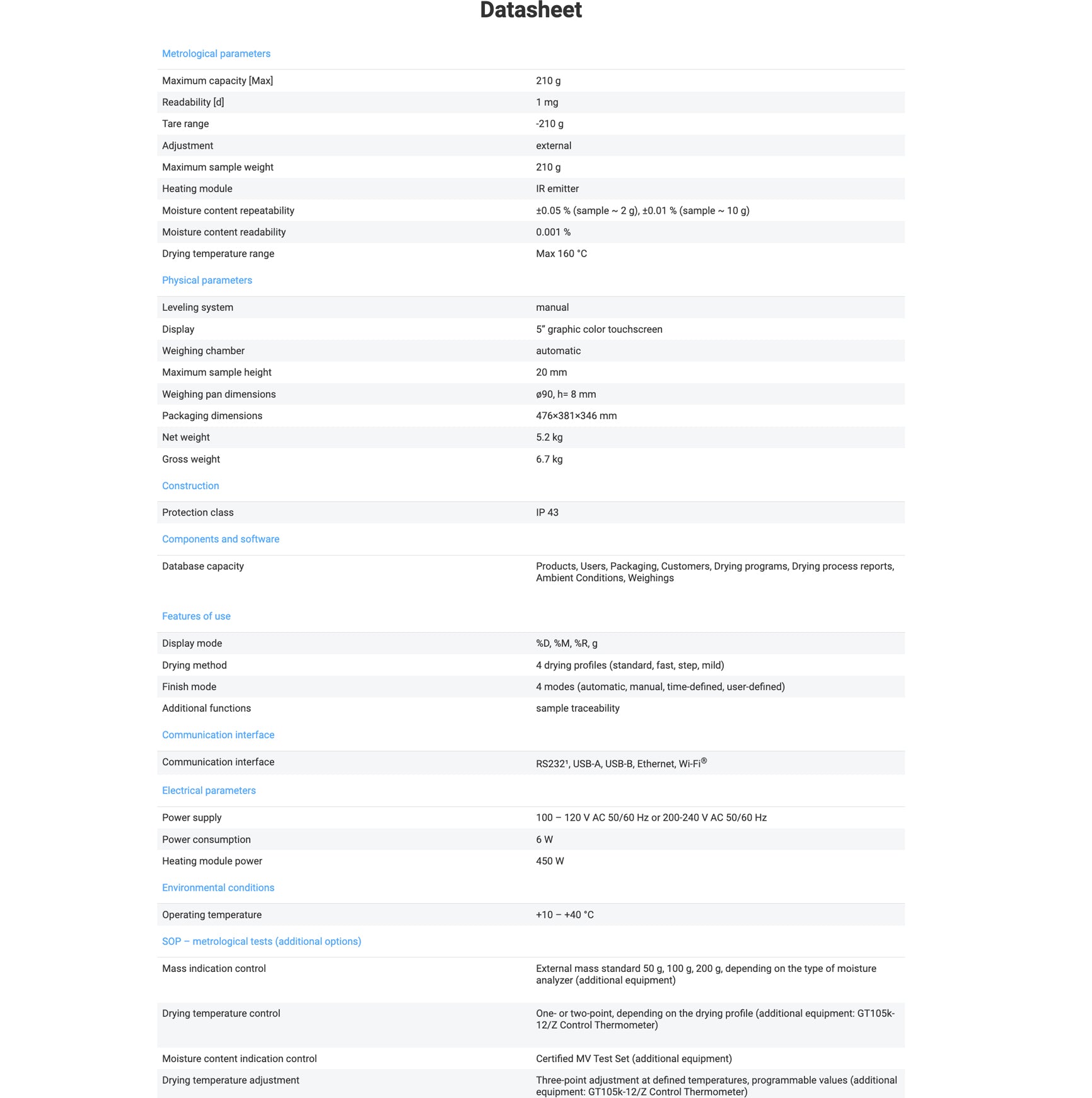 Radwag® MA 210.X2.A Moisture Balance, WL-306-0028