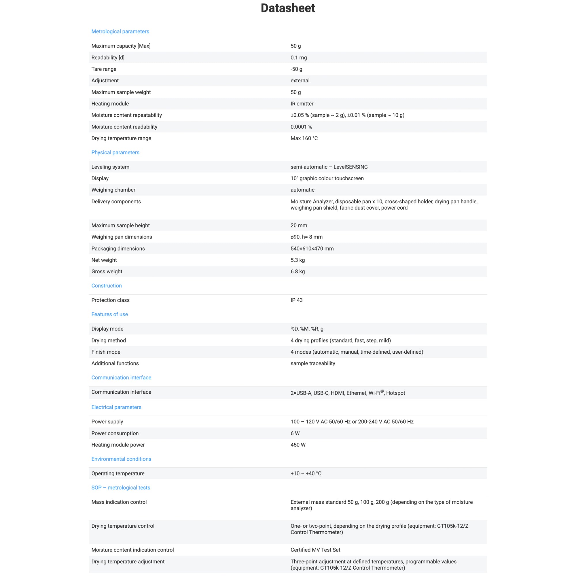 Radwag MA 50/1.5Y Moisture Analyzer, WL-304-0046