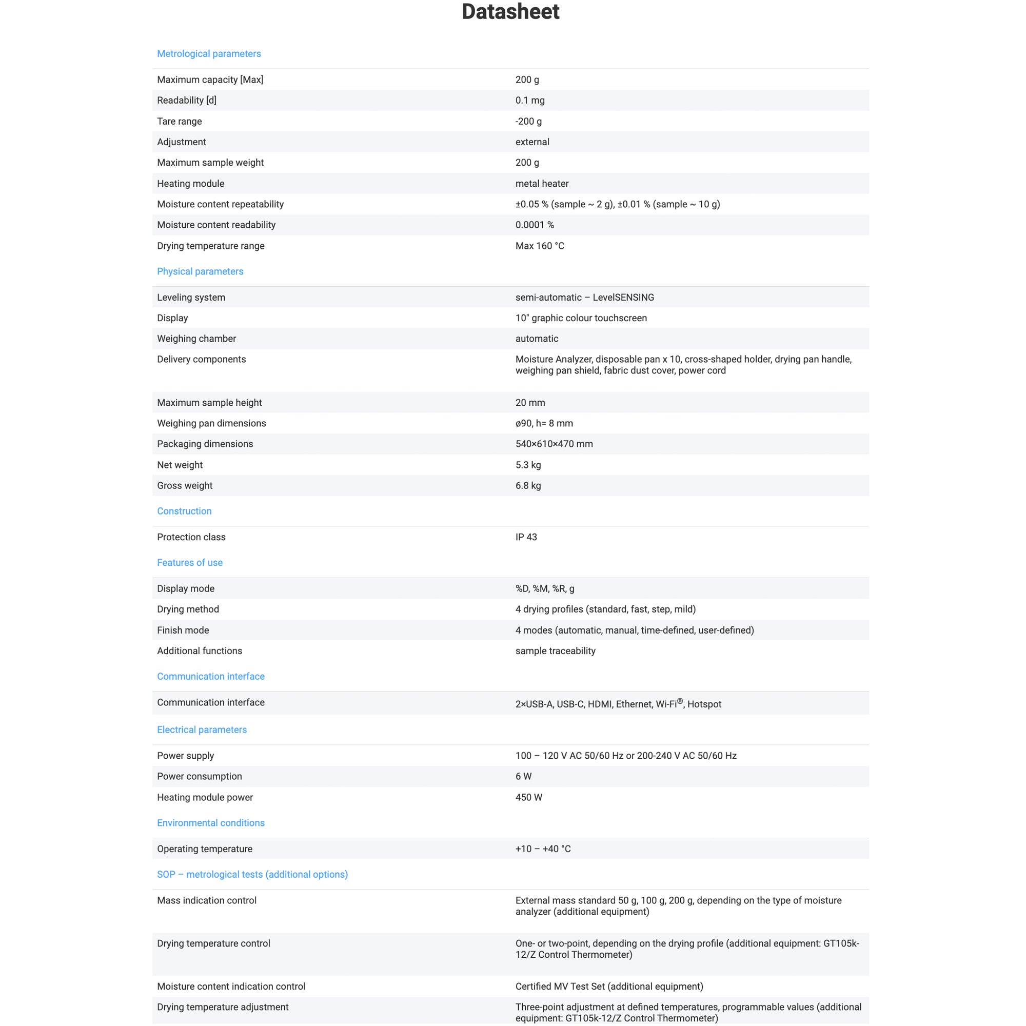 Radwag MA 200/1.5Y.NS Moisture Analyzer WL-304-0038