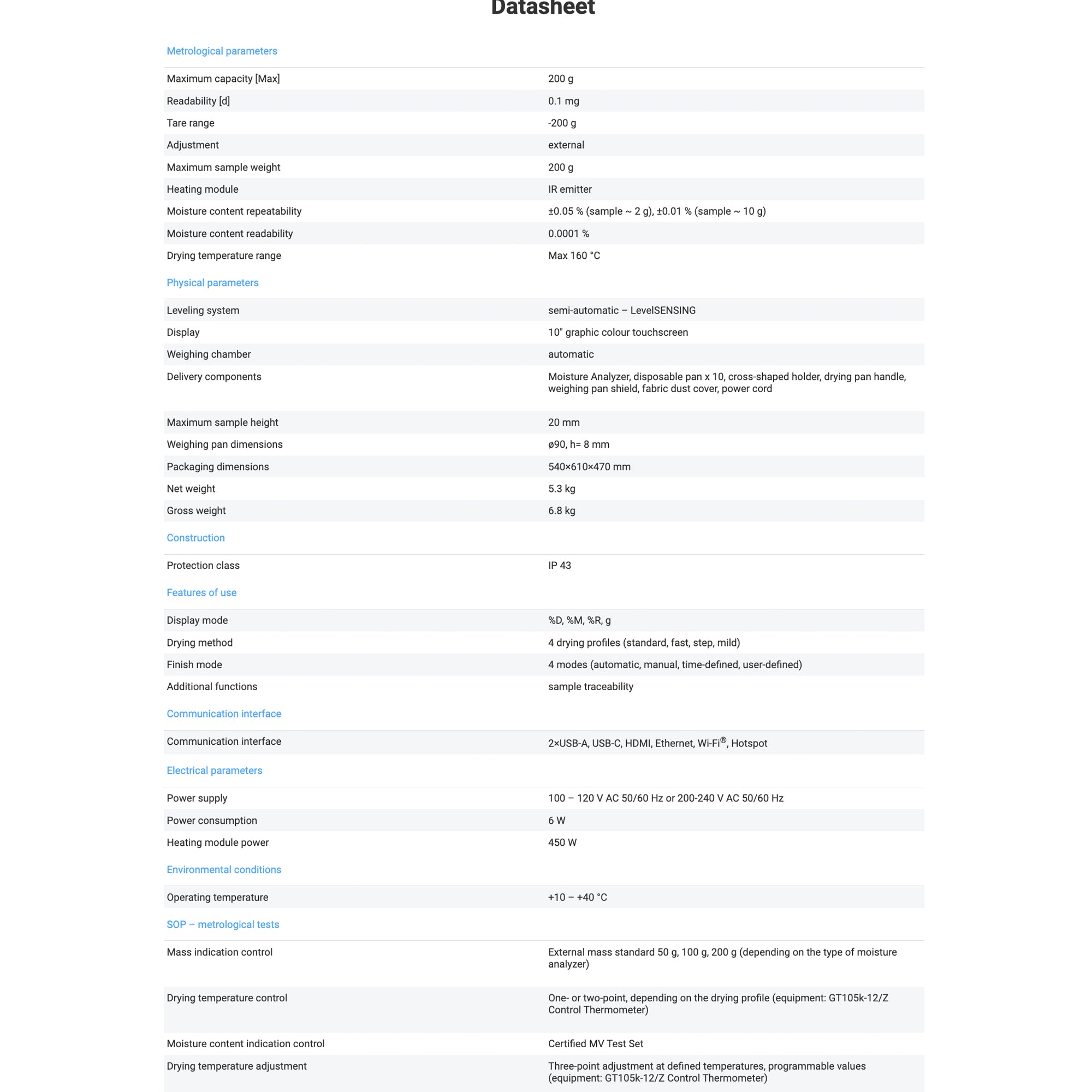 Radwag MA 200/1.5Y Moisture analyzer WL-304-0037