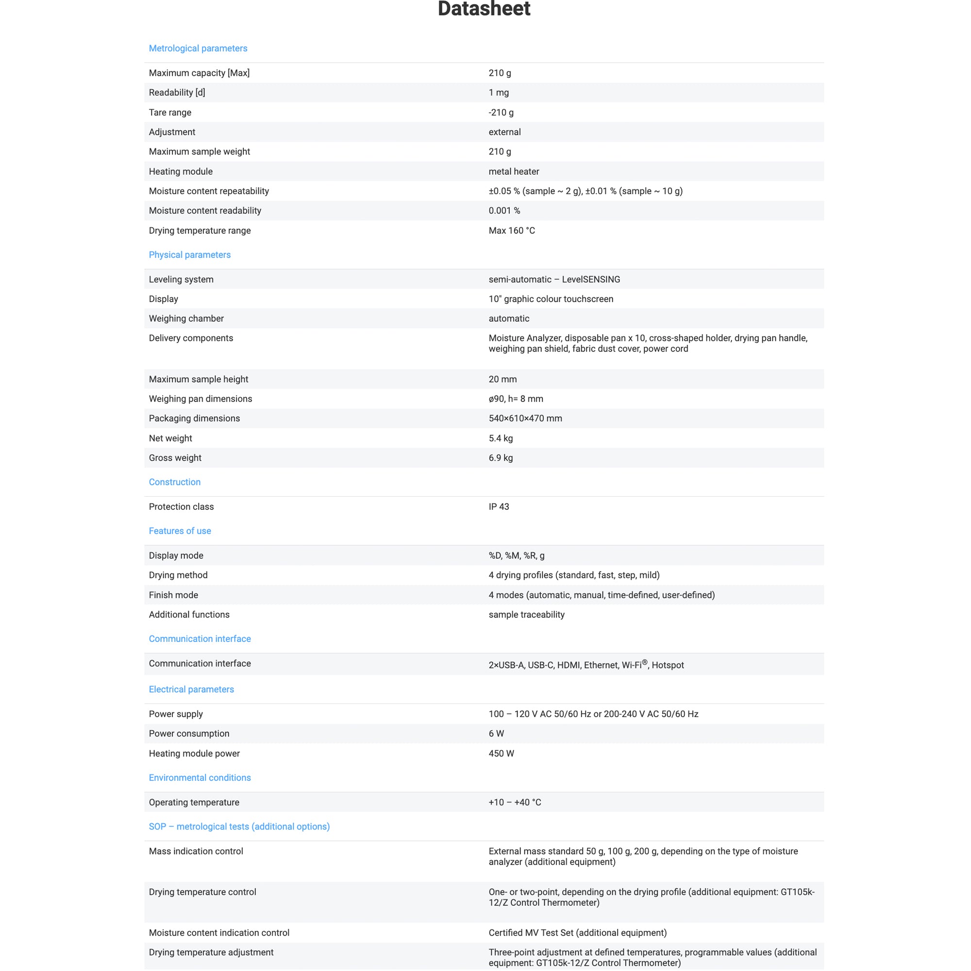 Radwag® Ellipsis™ MA 210.5Y.NS Moisture Balance, 210g x 1mg, WL-304-0041
