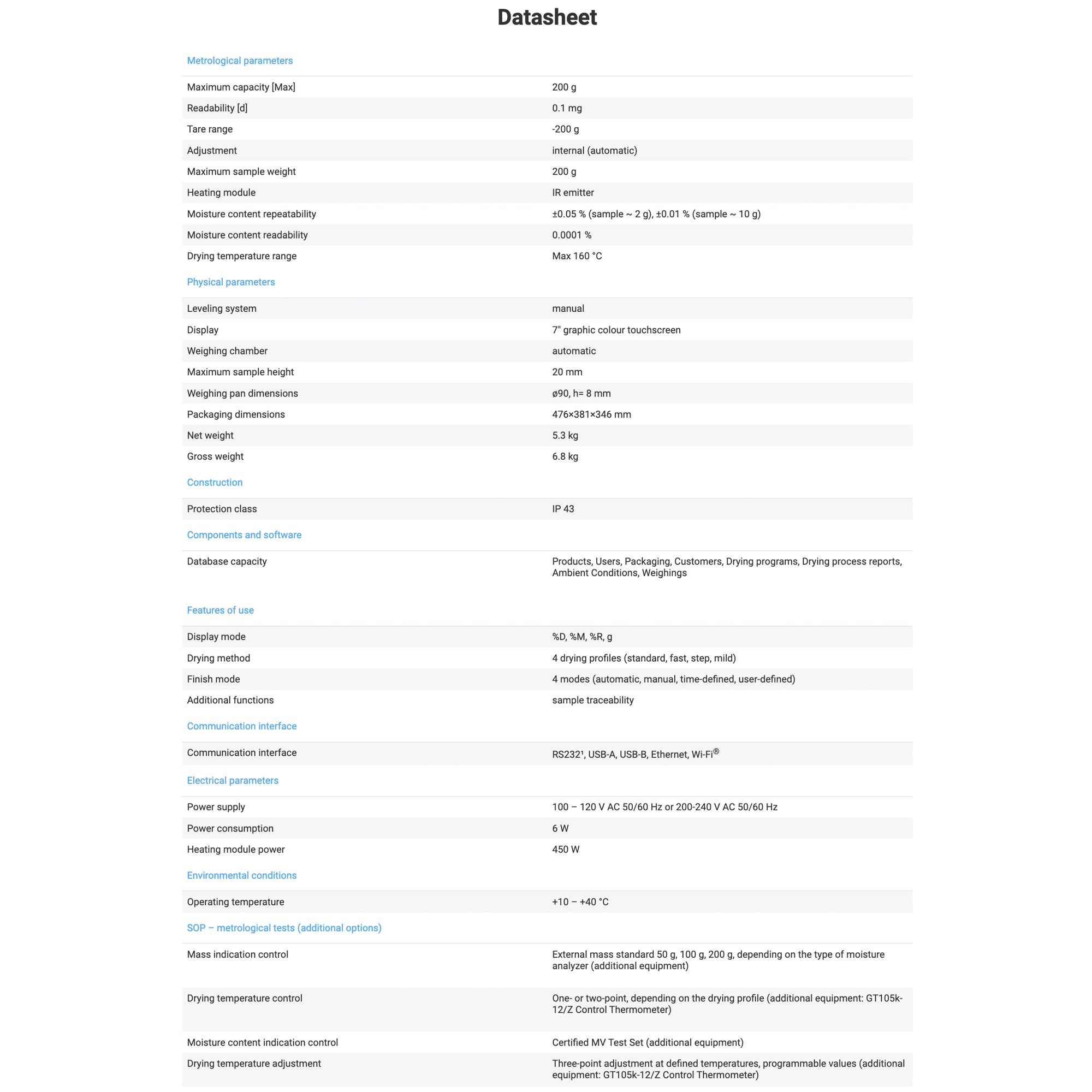 Radwag MA 200/1.X7.IC.A Moisture Analyzer WL-308-0035