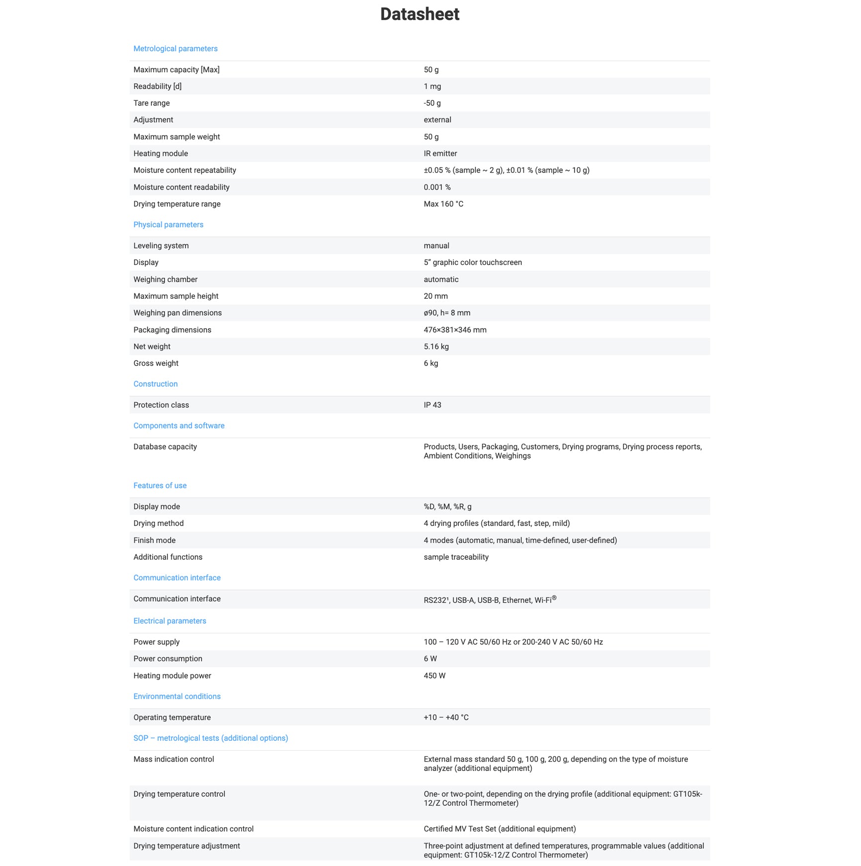 Radwag® MA 50.X2.A Moisture Balance, WL-306-0021