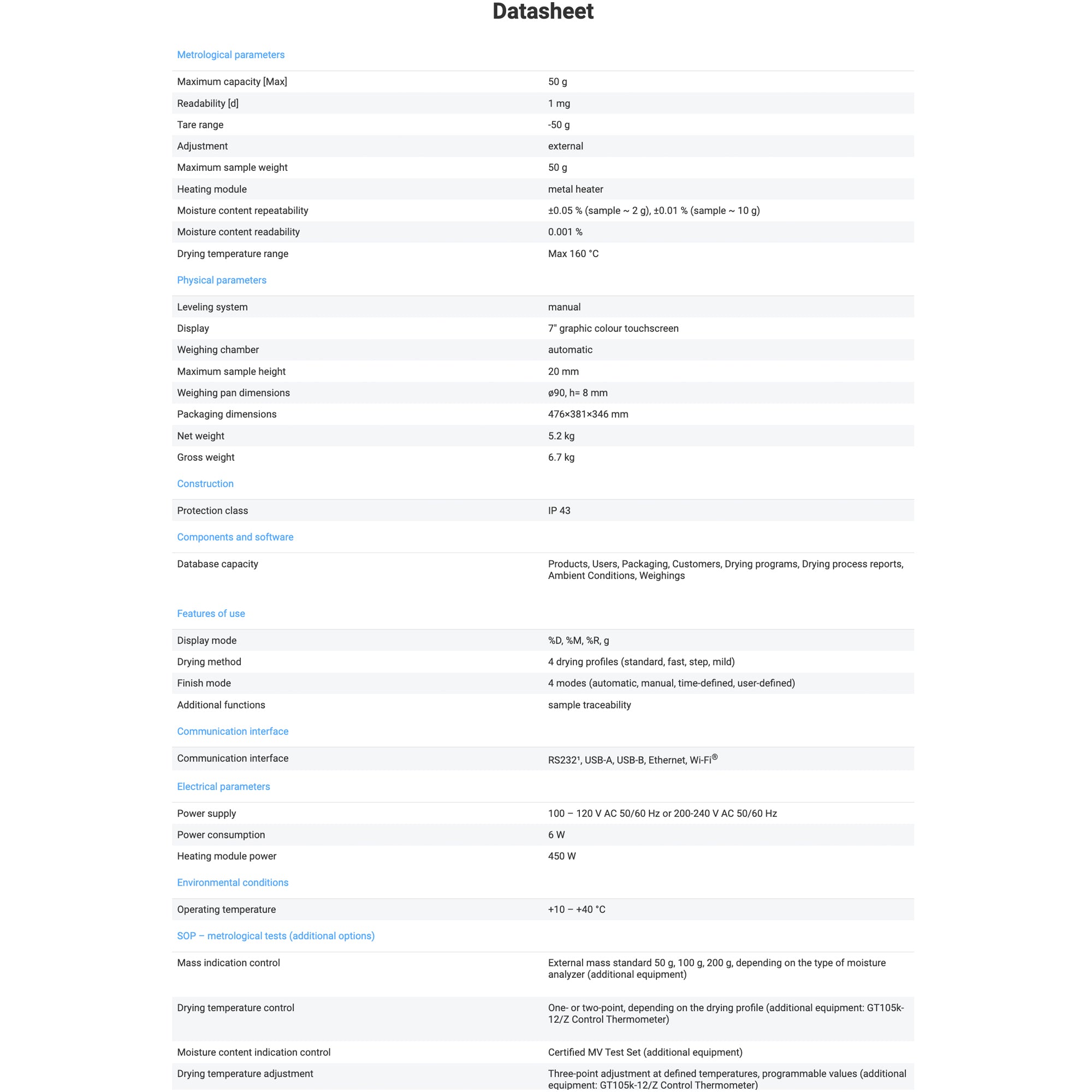 Radwag® MA 50.X7.A.NS Moisture Balance, 50g x 1mg, WL-308-0015