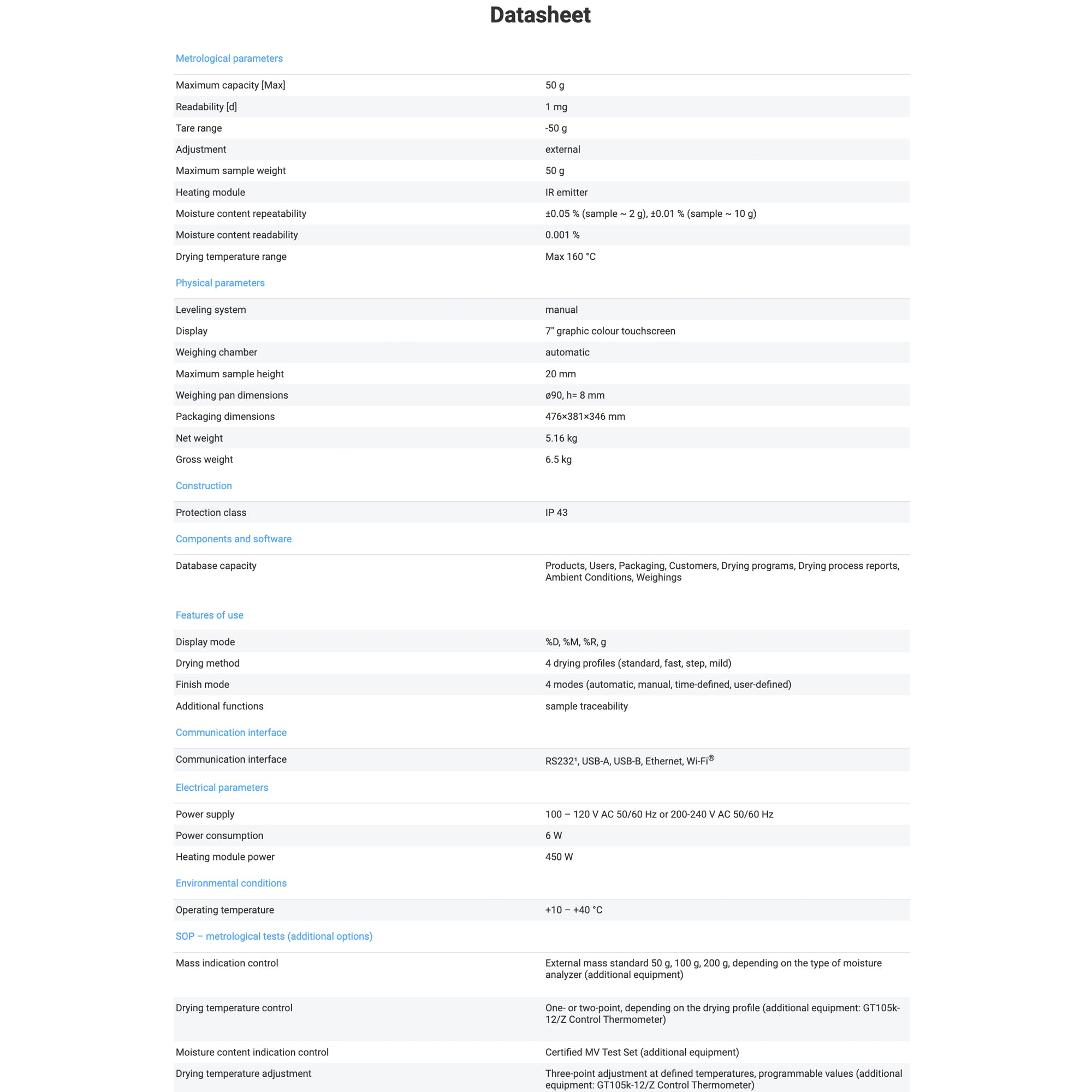 Radwag® MA 50.X7.A Moisture Balance, WL-308-0014