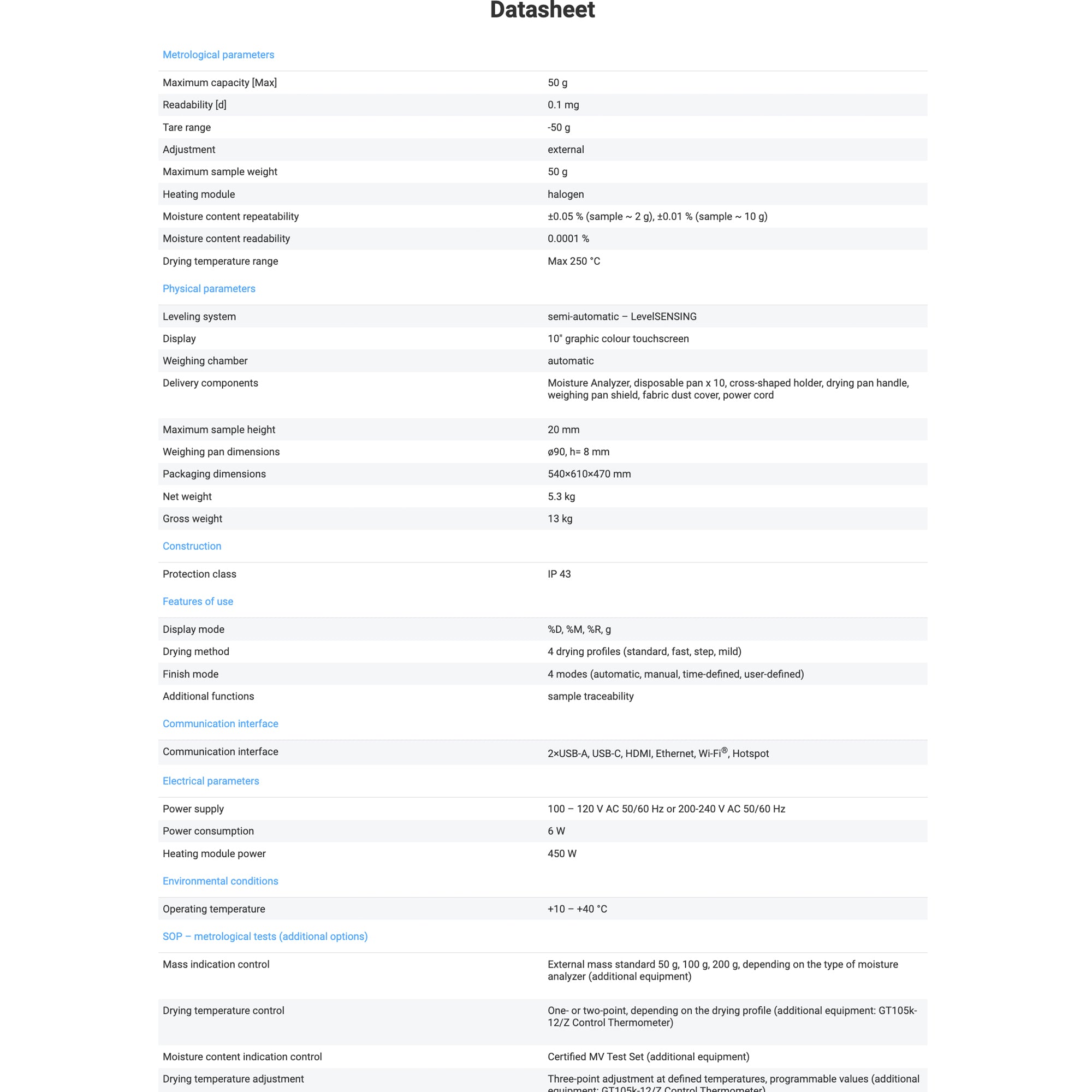 Radwag MA 50/1.5Y.WH Moisture Balance WL-304-0048