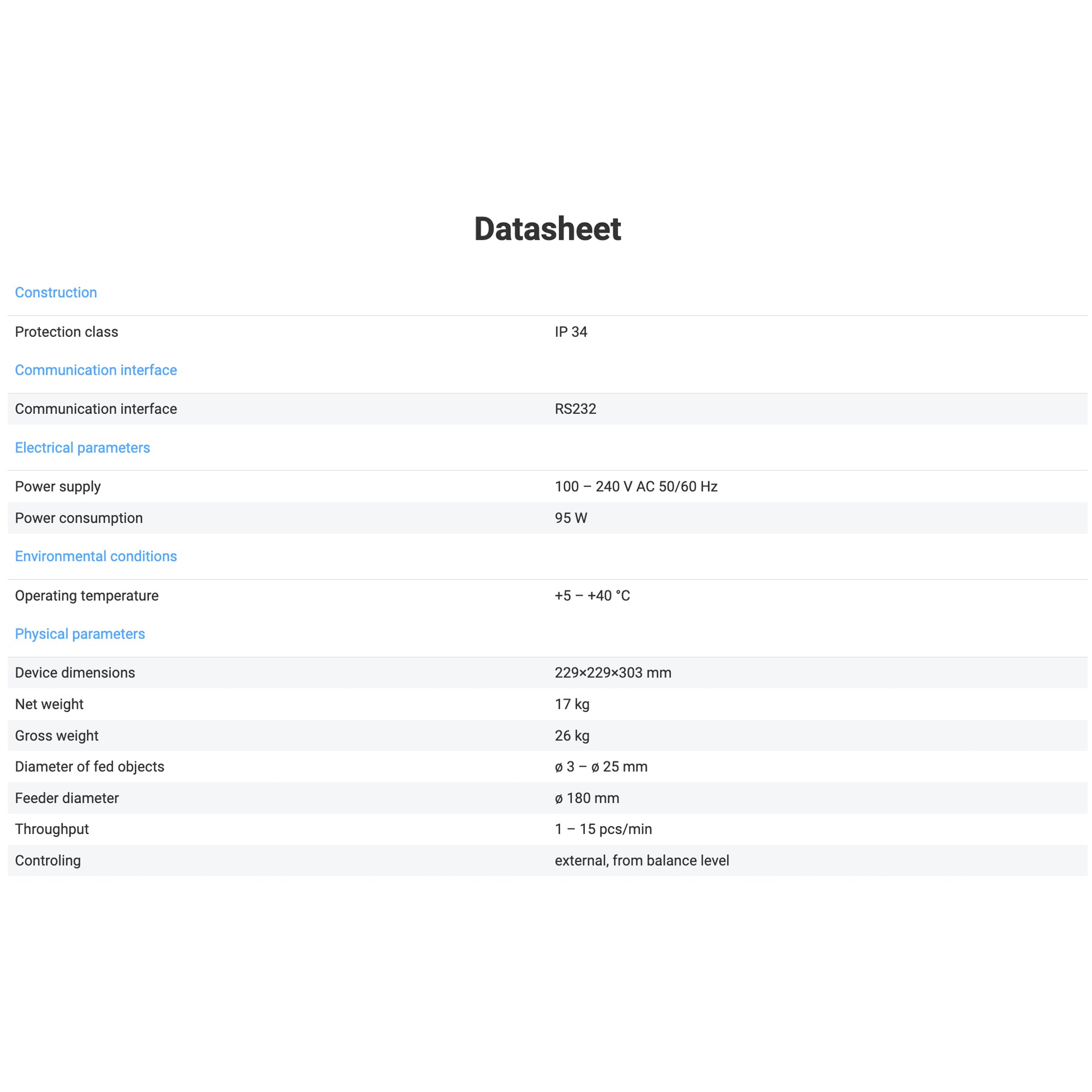 Radwag® PA-04/H Automatic Feeder, WX-001-0105