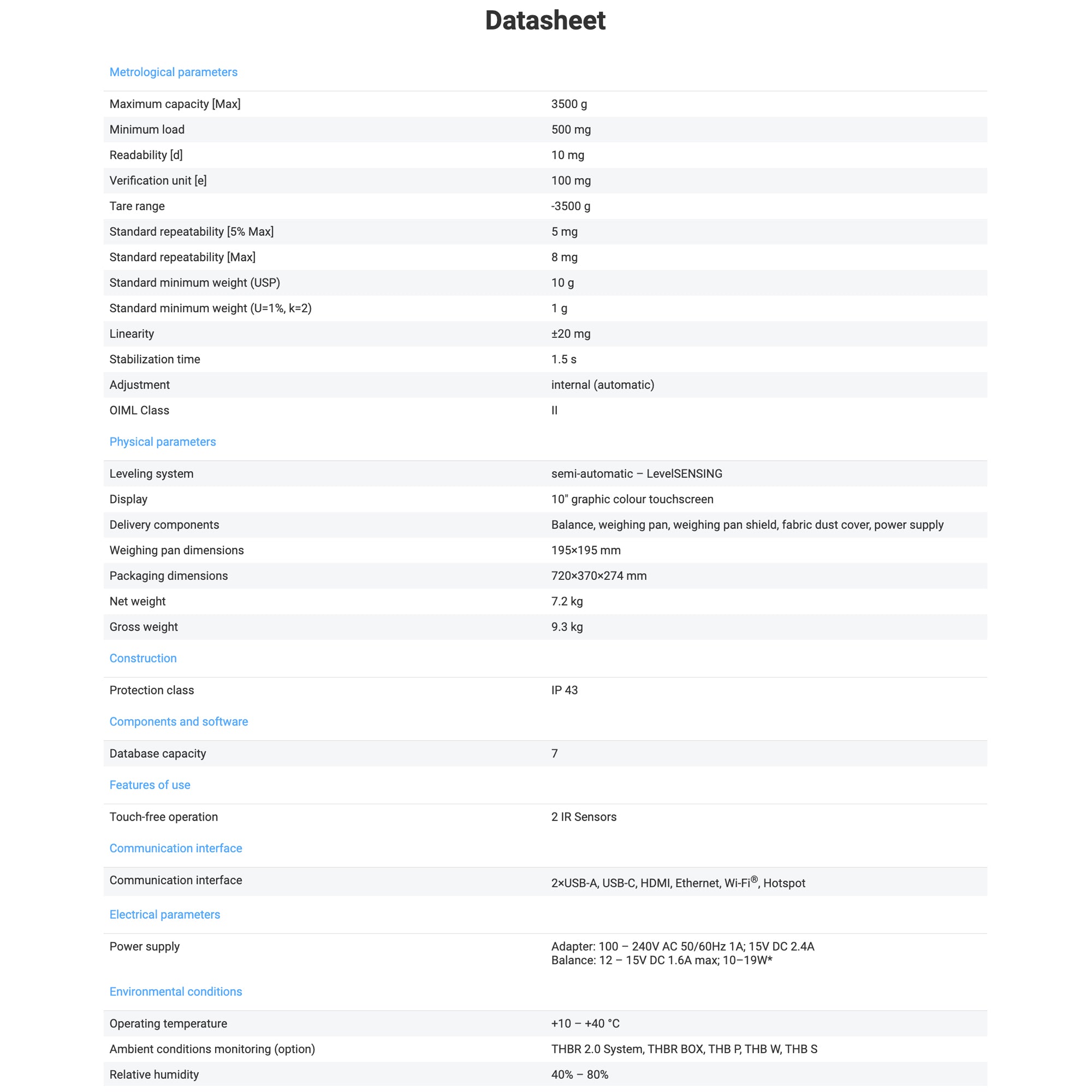 Radwag PS 3500.5Y.M Precision Balance WL-220-0411