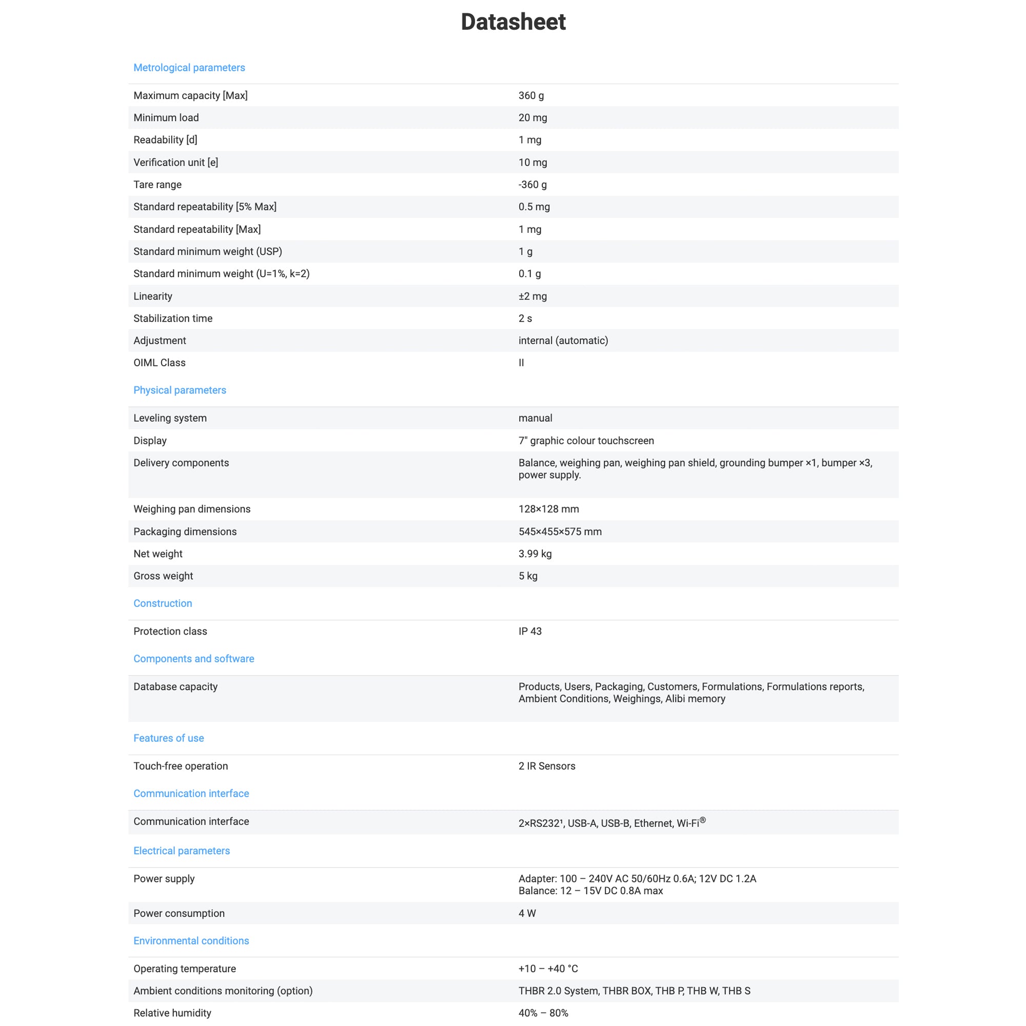 RADWAG PS 360.X7 PRECISION BALANCE WL-226-0014