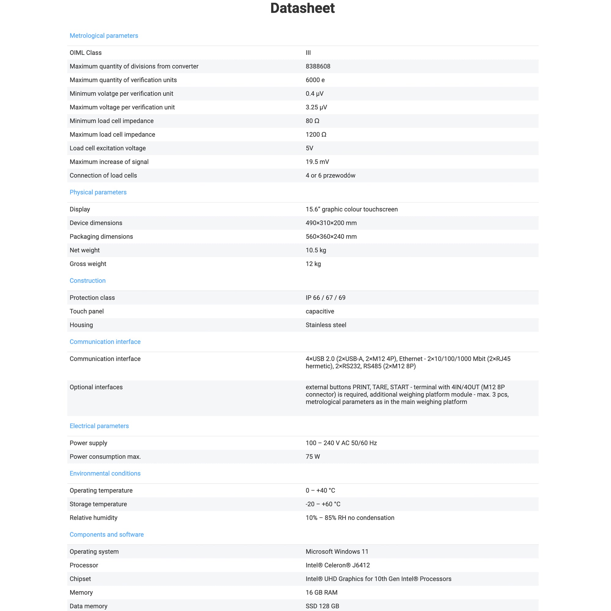 Radwag PUE 5.15C Weighing Terminal WX-008-0036