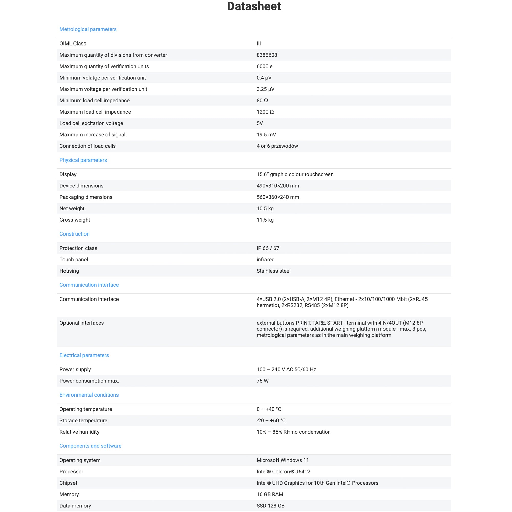 Radwag PUE 5.15IR Weighing Terminal WX-008-0035