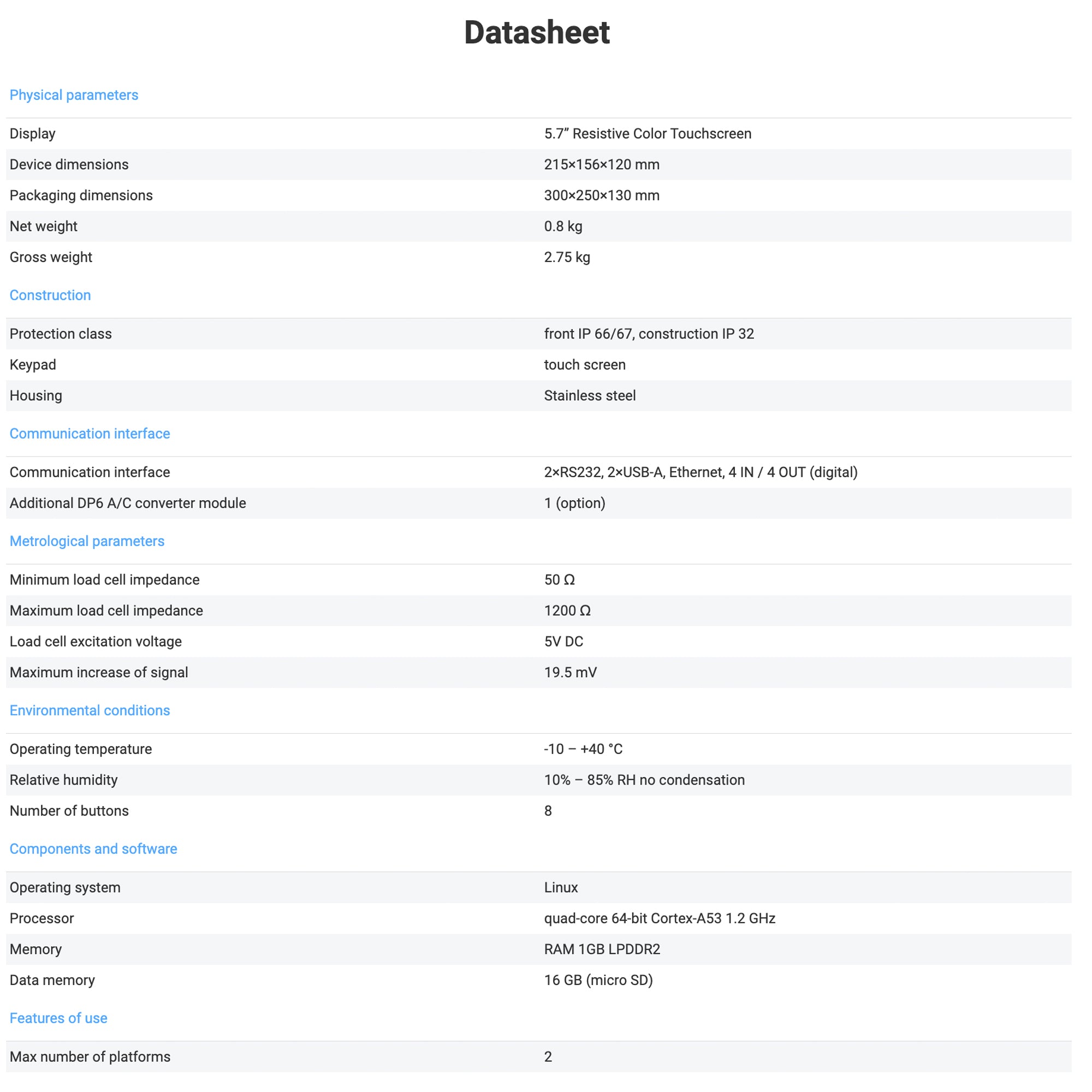 Radwag PUE 7.1P Weighing Terminal WX-008-0026
