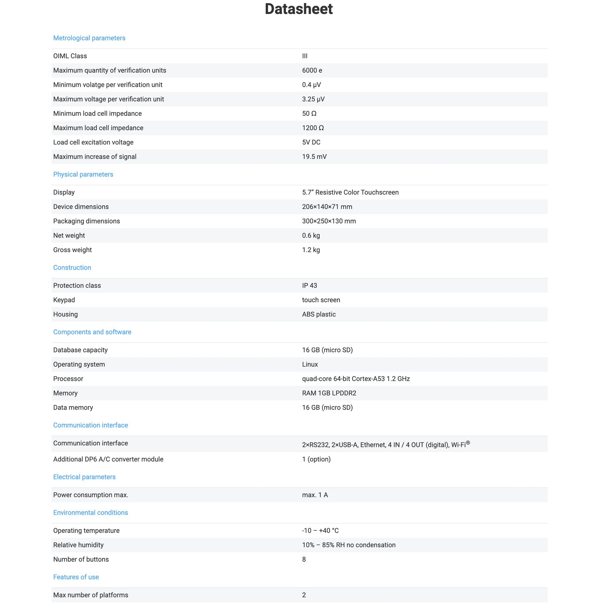 Radwag® PUE 7.1 Weighing Terminal, WX-008-0025