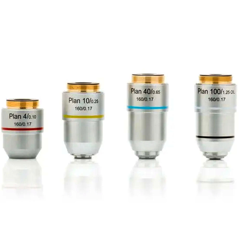 LW Scientific® Set of 4/10/40/100x DIN Plan Objectives, R3O-SET7-DP77