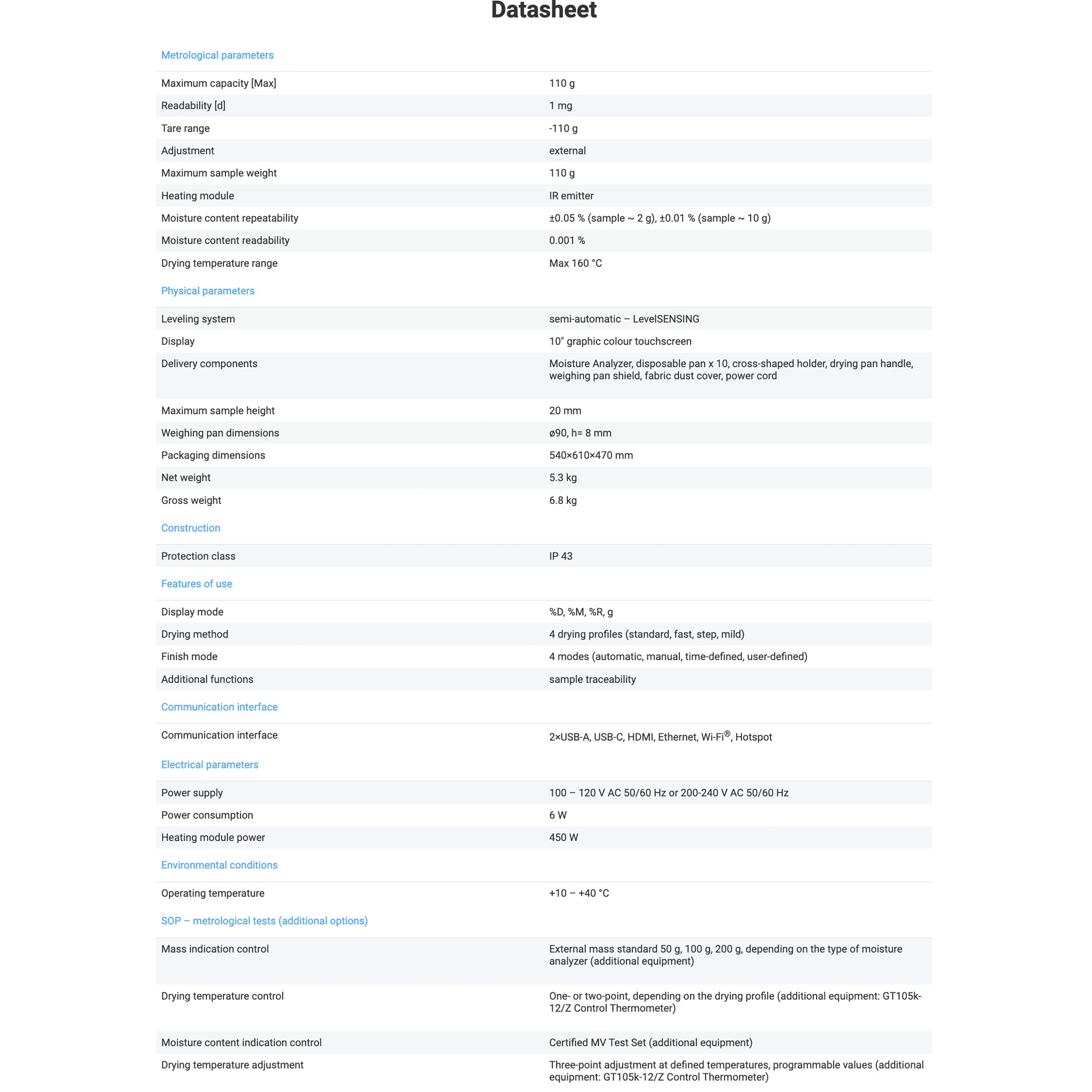 Radwag Ellipsis MA 110.5Y Moisture Balance, IR Emitter, 110g x 1mg, WL-304-0034