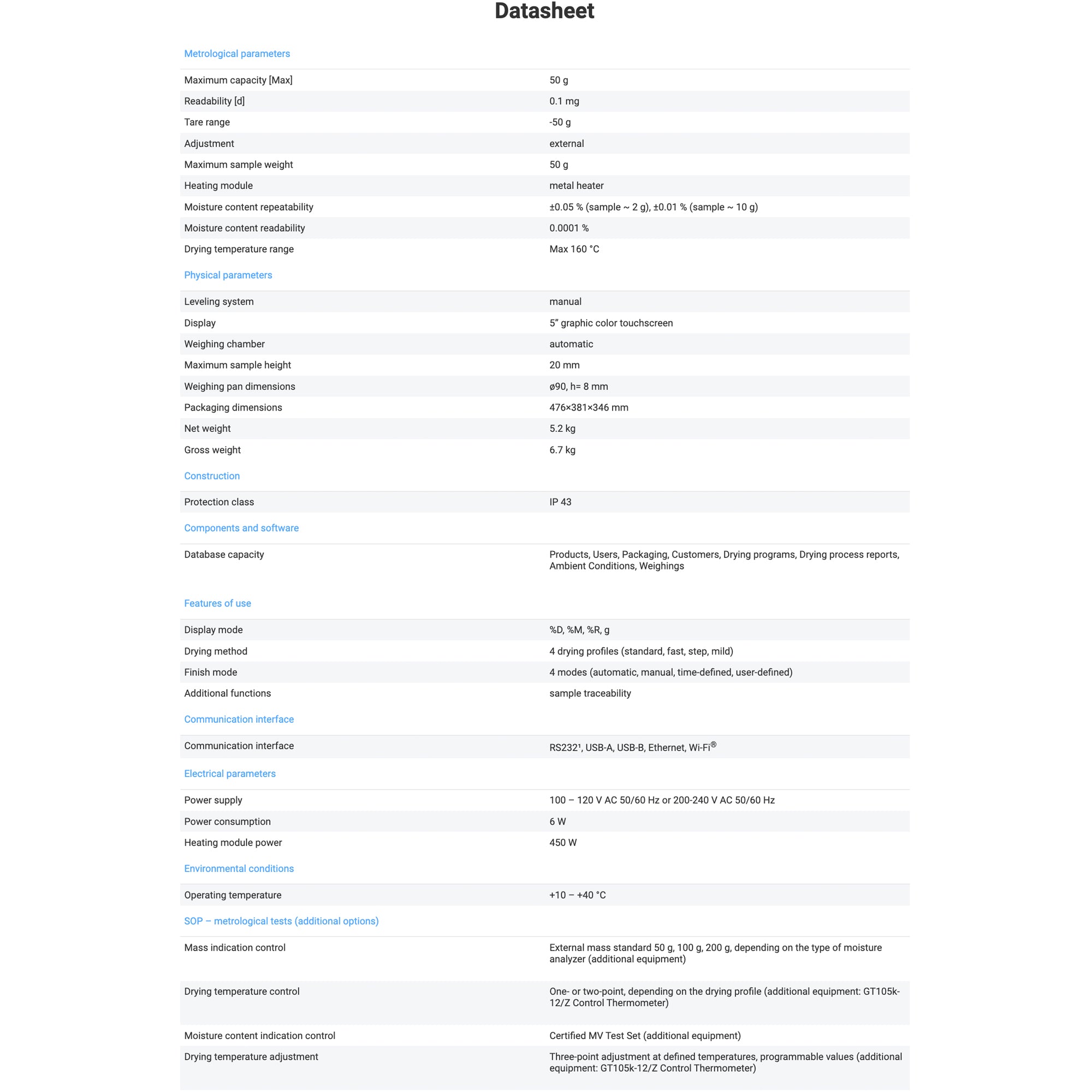 Radwag® MA 50/1.X2.A.NS Moisture Balance, WL-306-0075