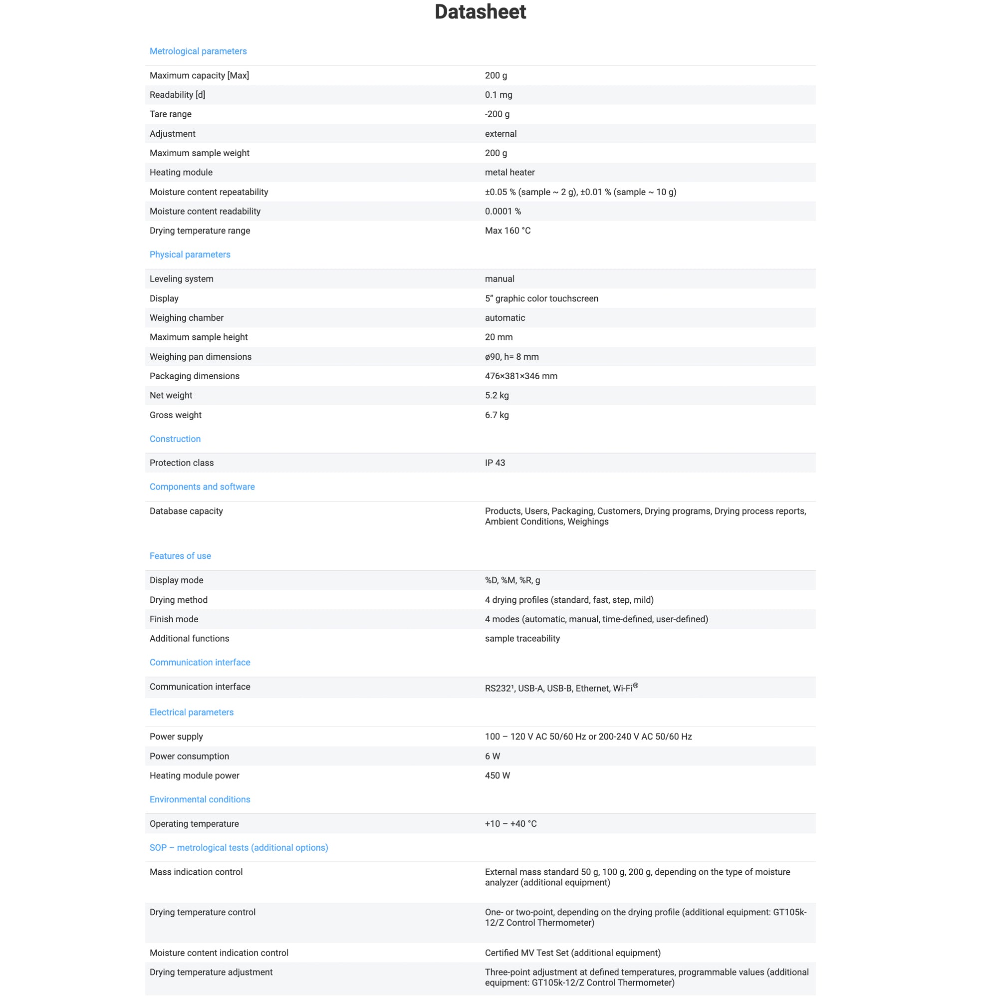 Radwag® MA 200/1.X2.A.NS Moisture Balance, WL-306-0077