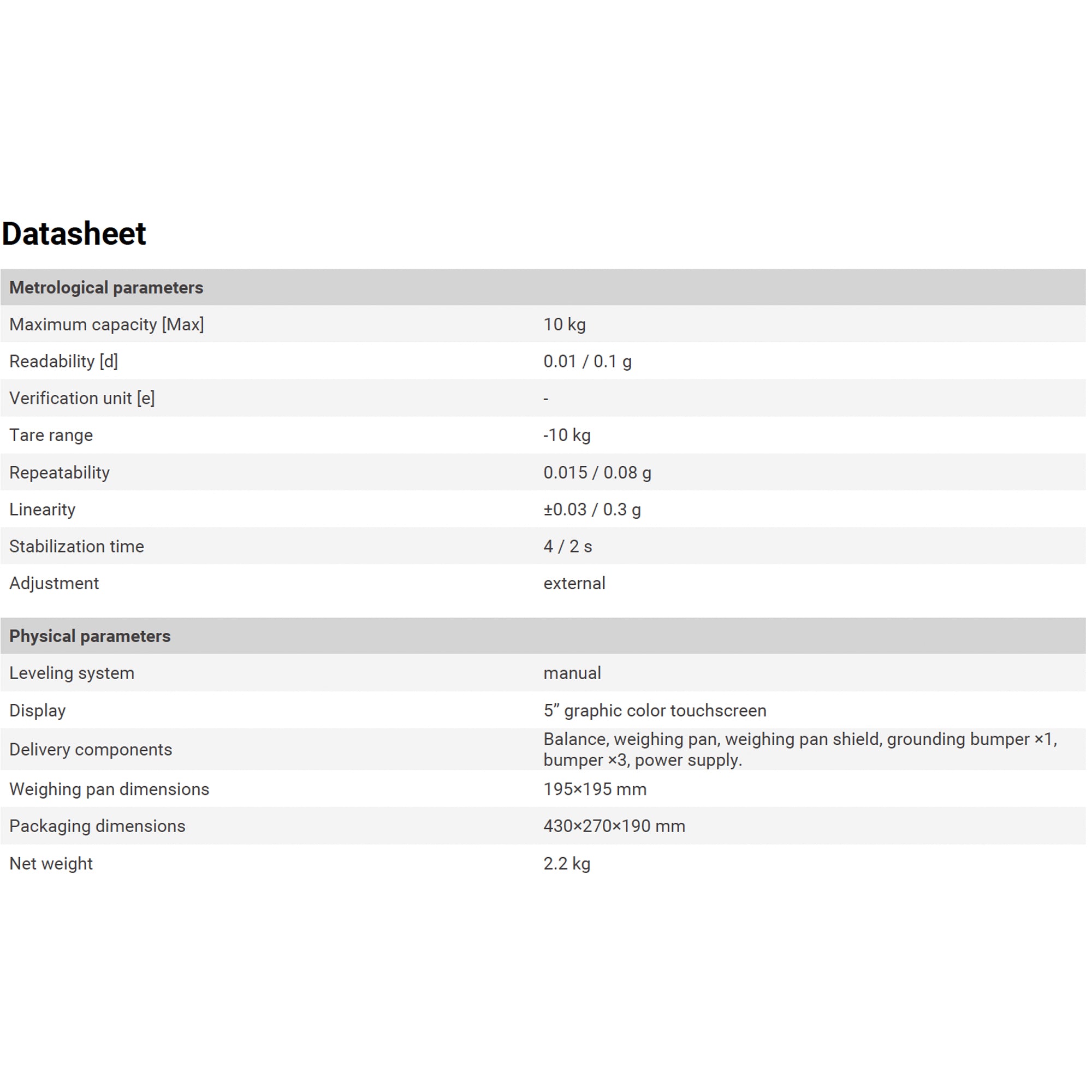 Radwag® WLC 1/10.X2 Precision Balance, 10kg x 10/100mg, WL-222-1001