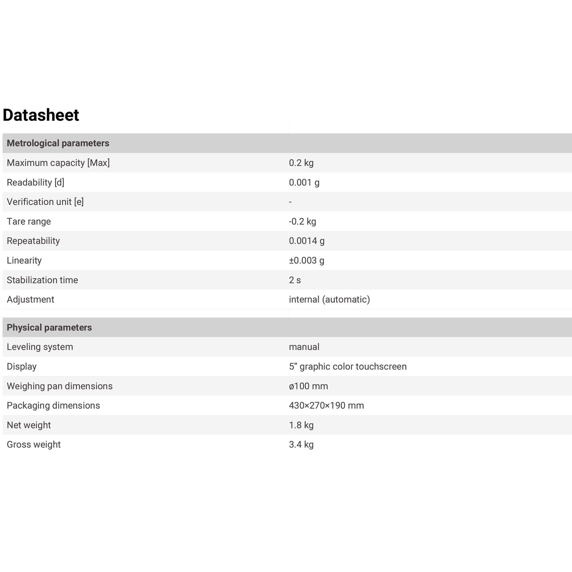 Radwag® WLC 0.2.X2 Precision Balance, 200g x 1mg, WL-222-0001
