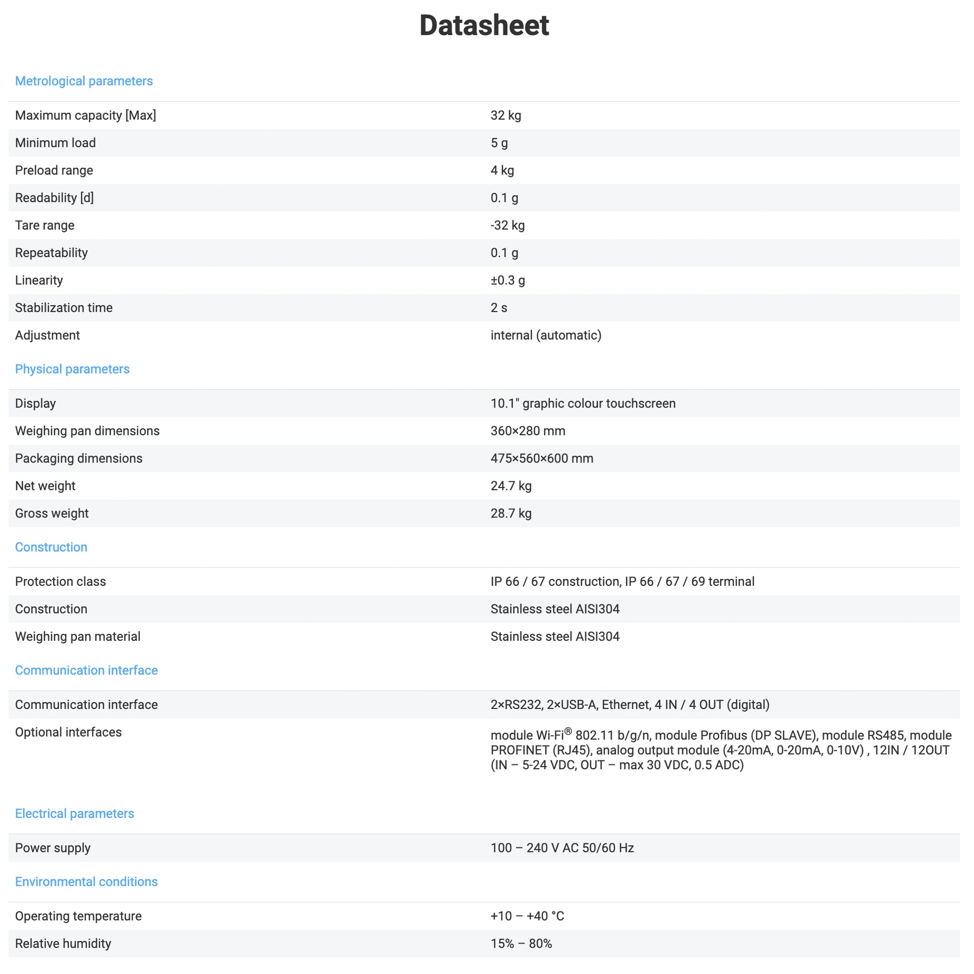 Radwag® HY10.32.HRP.H High Precision Industrial Scale WP-340-0002