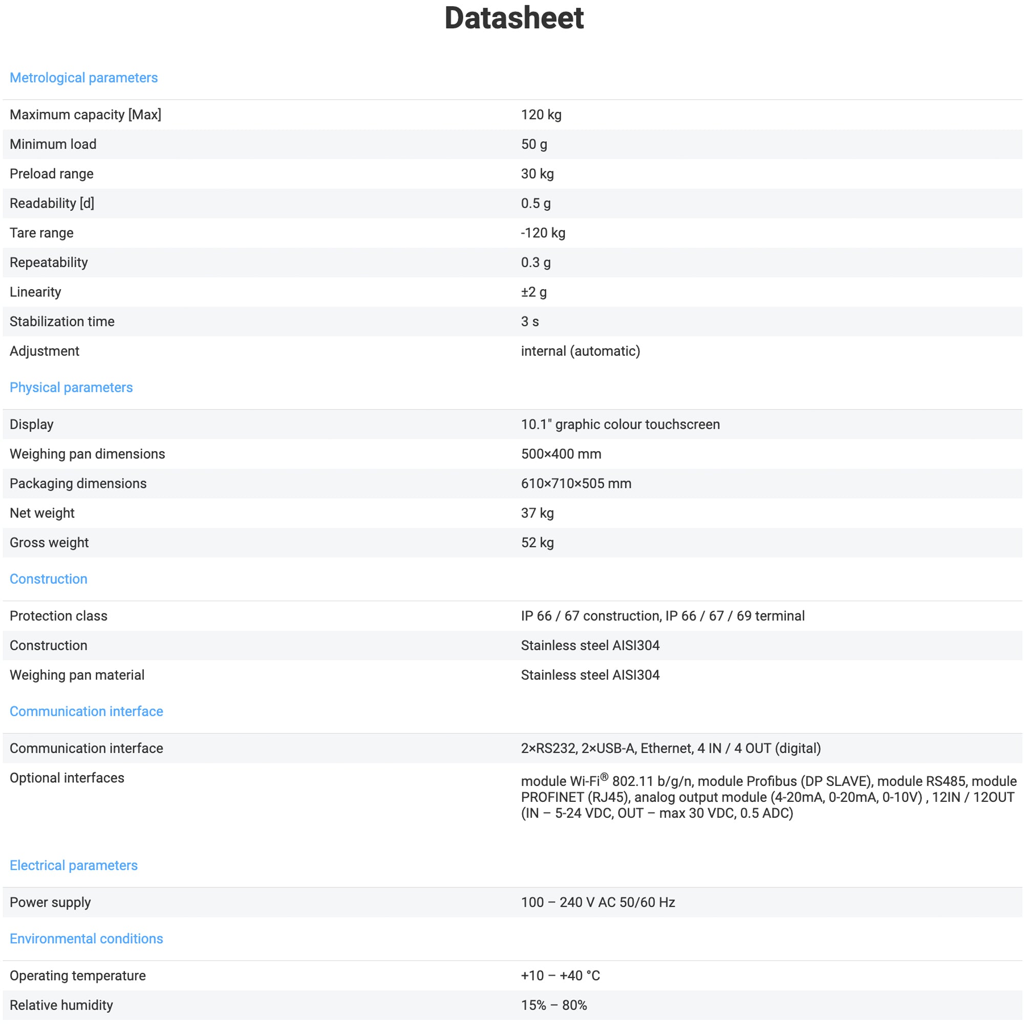 Radwag® HY10.120.HRP.H High Precision Industrial Scale WP-340-0009
