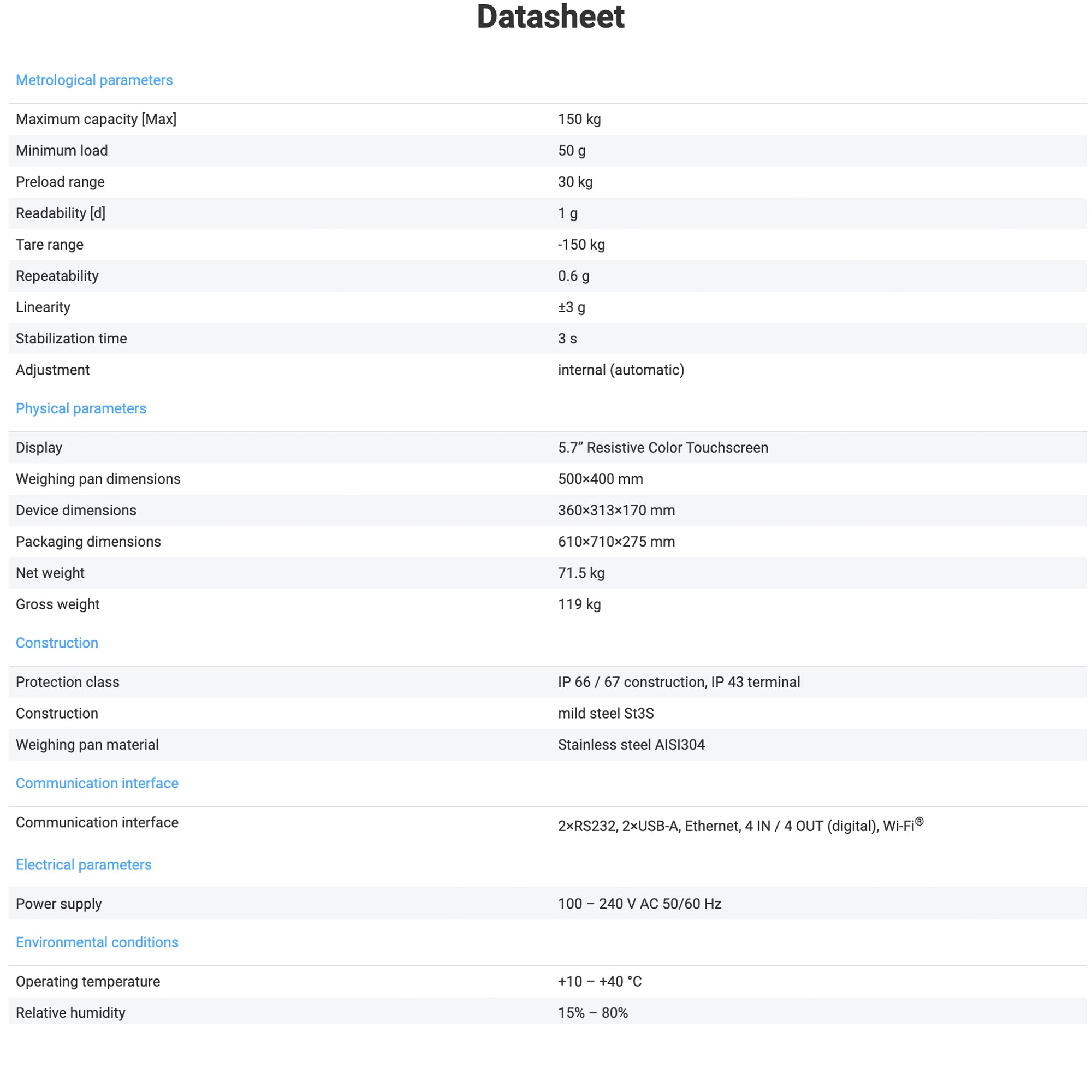 Radwag® PUE 7.1.150.HRP High Resolution Industrial Scale WP-350-0051