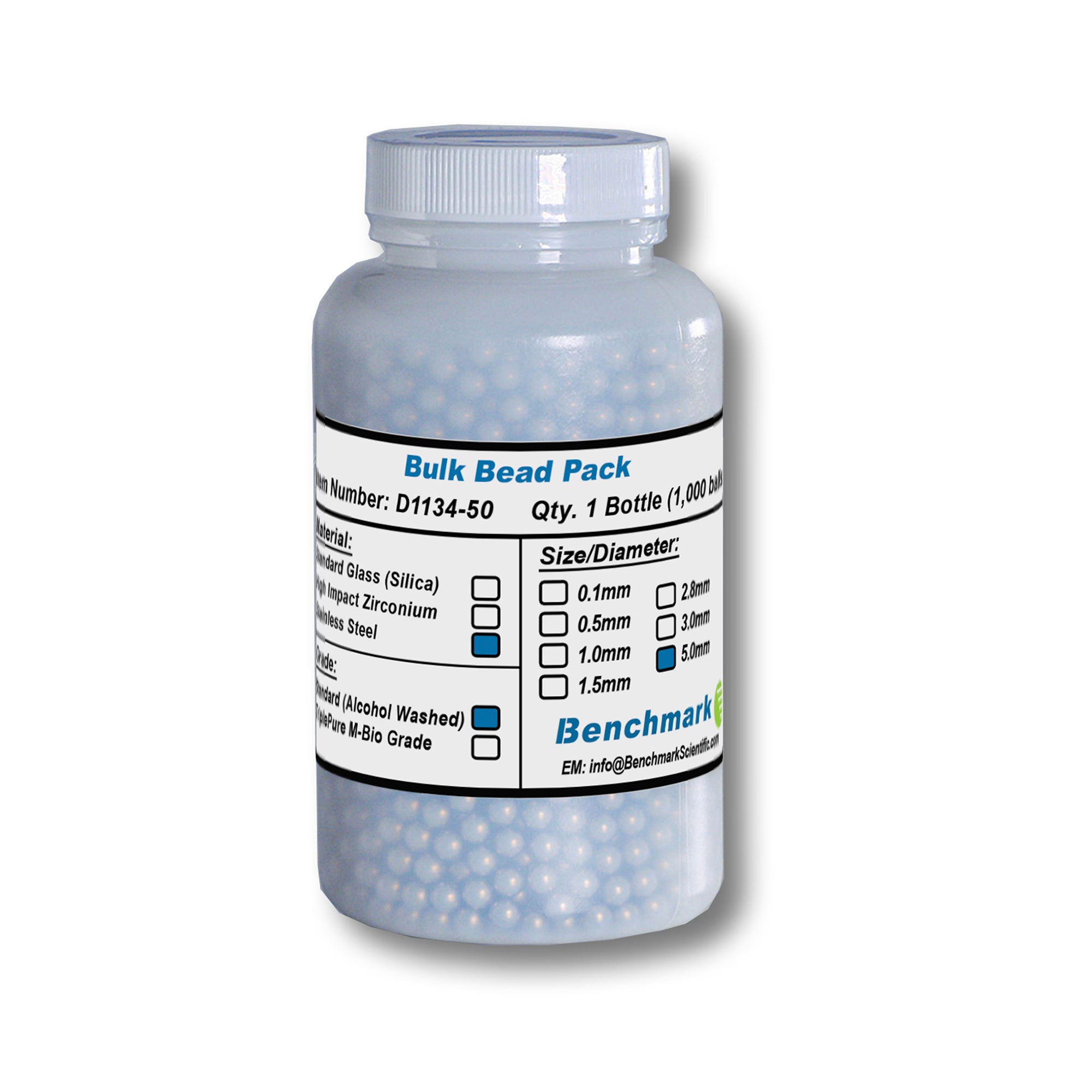 Benchmark Scientific D1134-50 5mm Stainless Steel Beads for Homogenizing