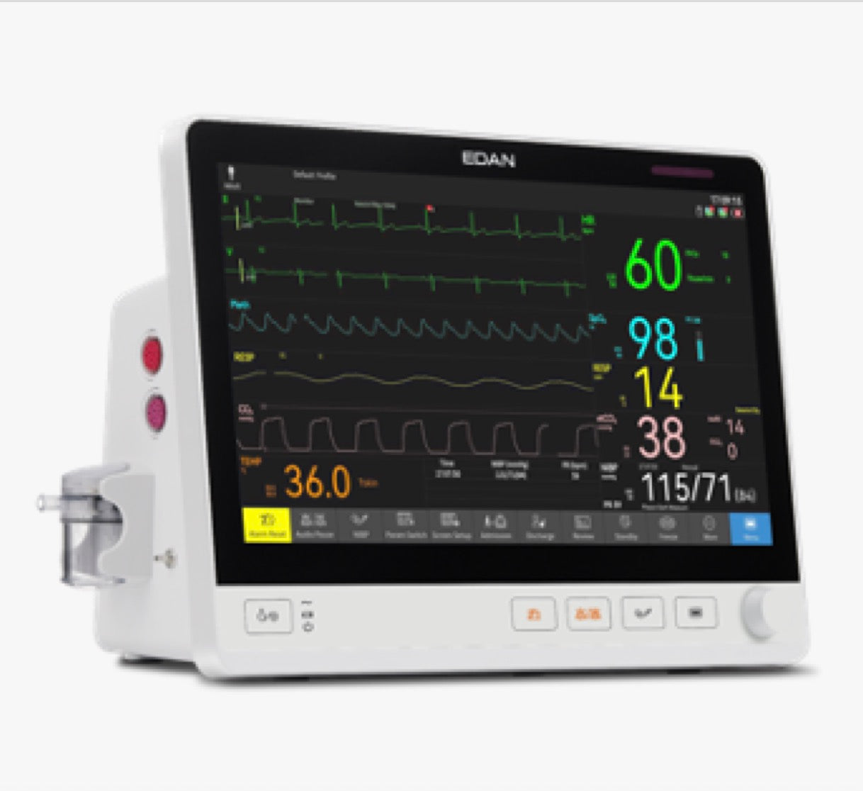EDAN 13.3" Touch Screen Patient Monitor, ECG, Resp., NIBP, SpO2, 2-TEMP, PR, WiFi™, UX12