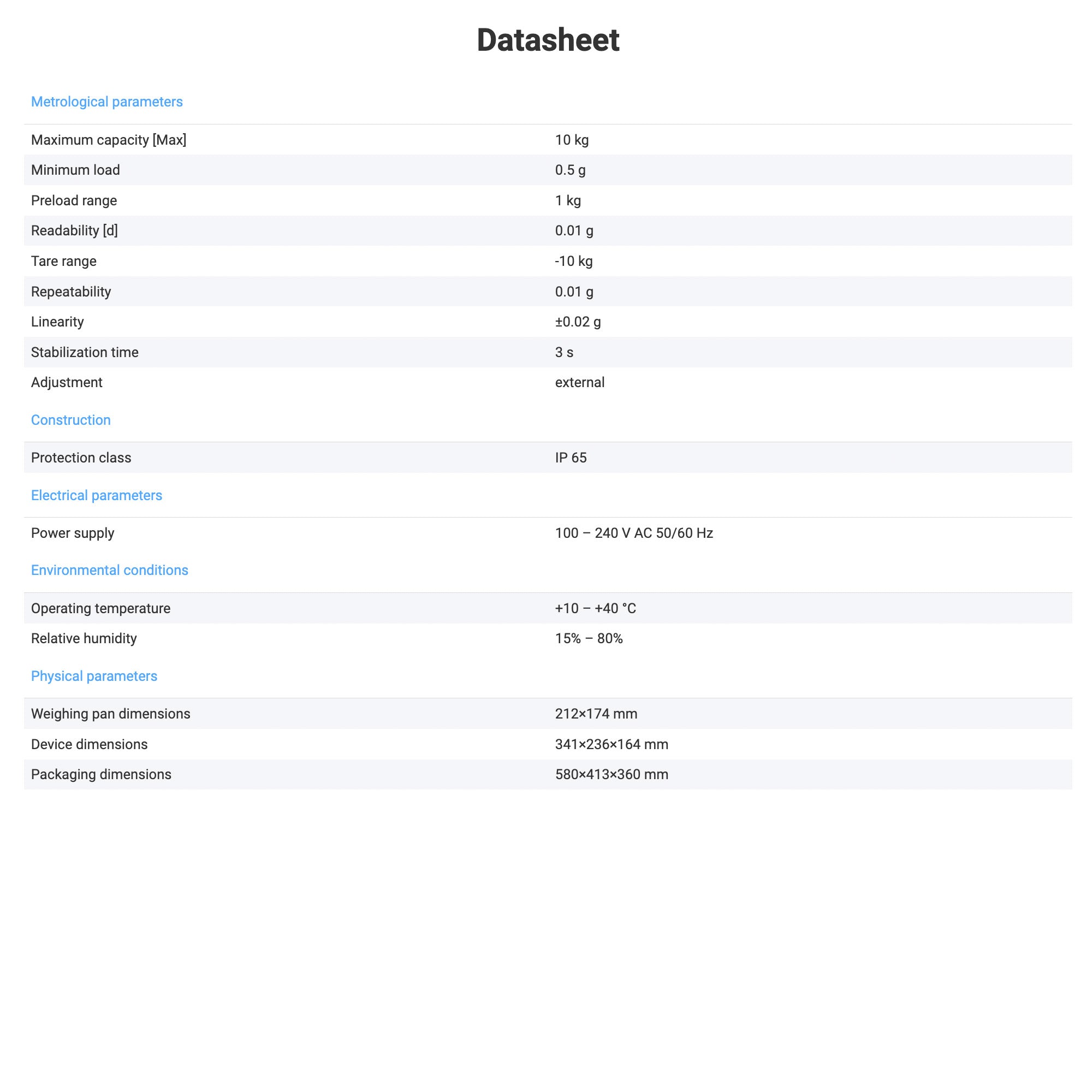 Radwag® MWLH 10 Electromagnetic Compensation Weighing Module, 10kg x 0.01g, WX-016-0108