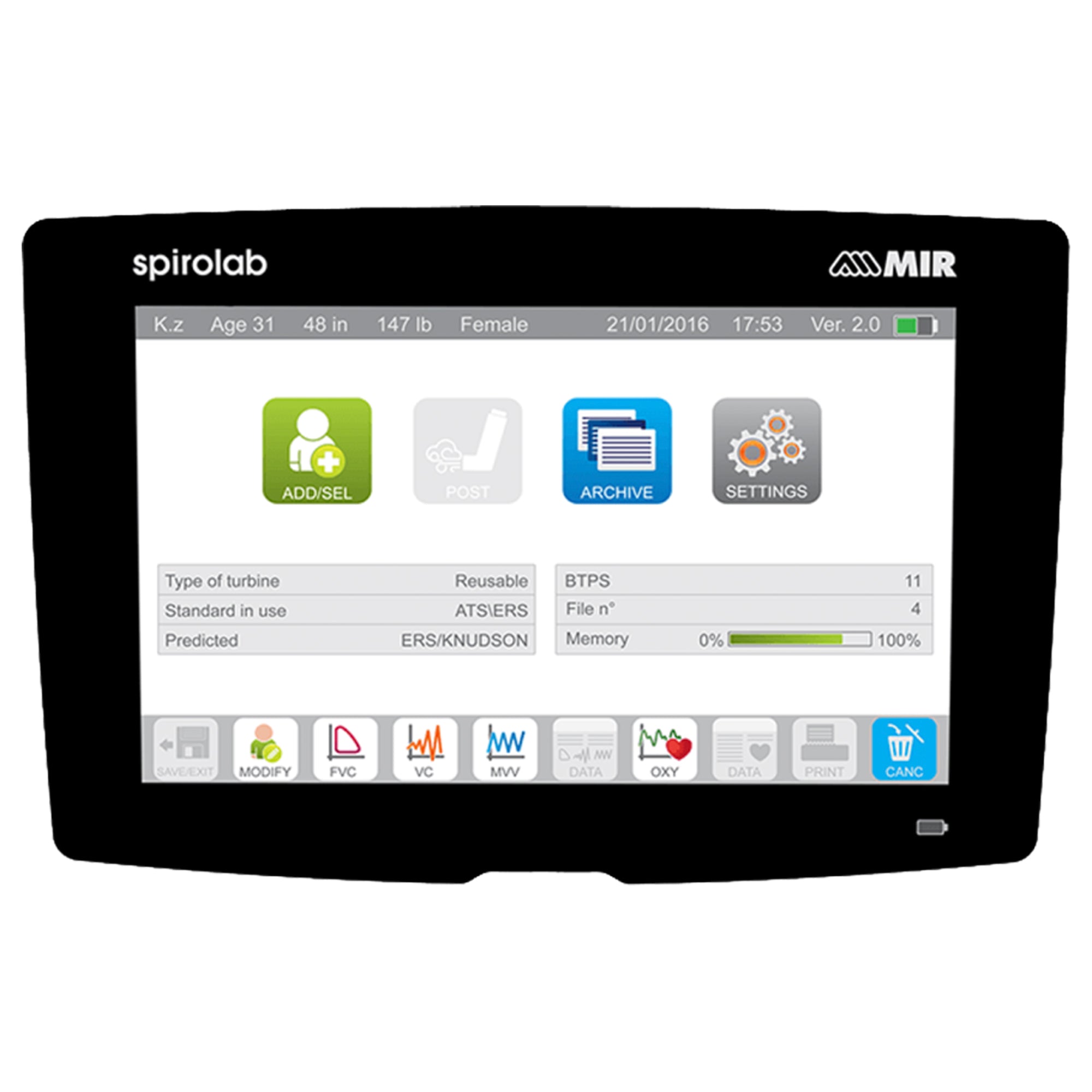 Mir Spirolab Desktop Spirometer 911080