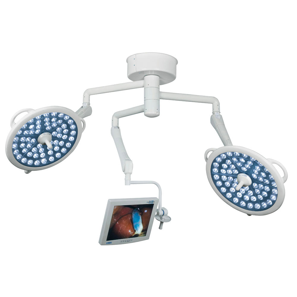 Bovie®/Medical Illumination® SYSTEM TWO™ Trio Surgical Light, Dual Ceiling Mount w/Monitor Arm, XLDS-S23MA - MedLabAmerica.com