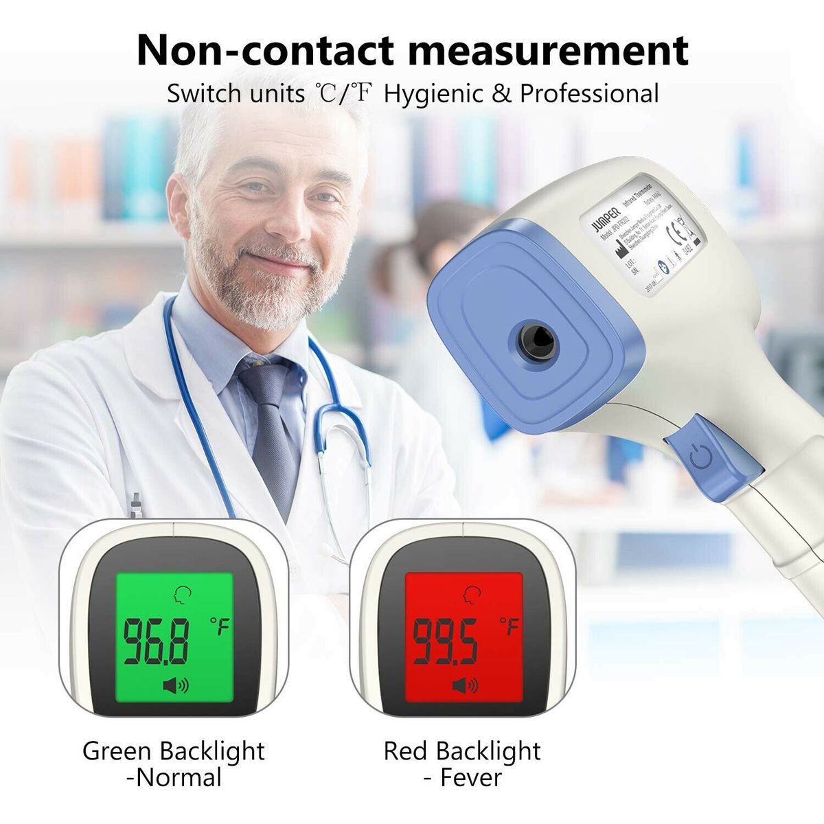 JUMPER® FDA Approved Non-contact Infrared Forehead Thermometer, JPD-FR202 - MedLabAmerica.com